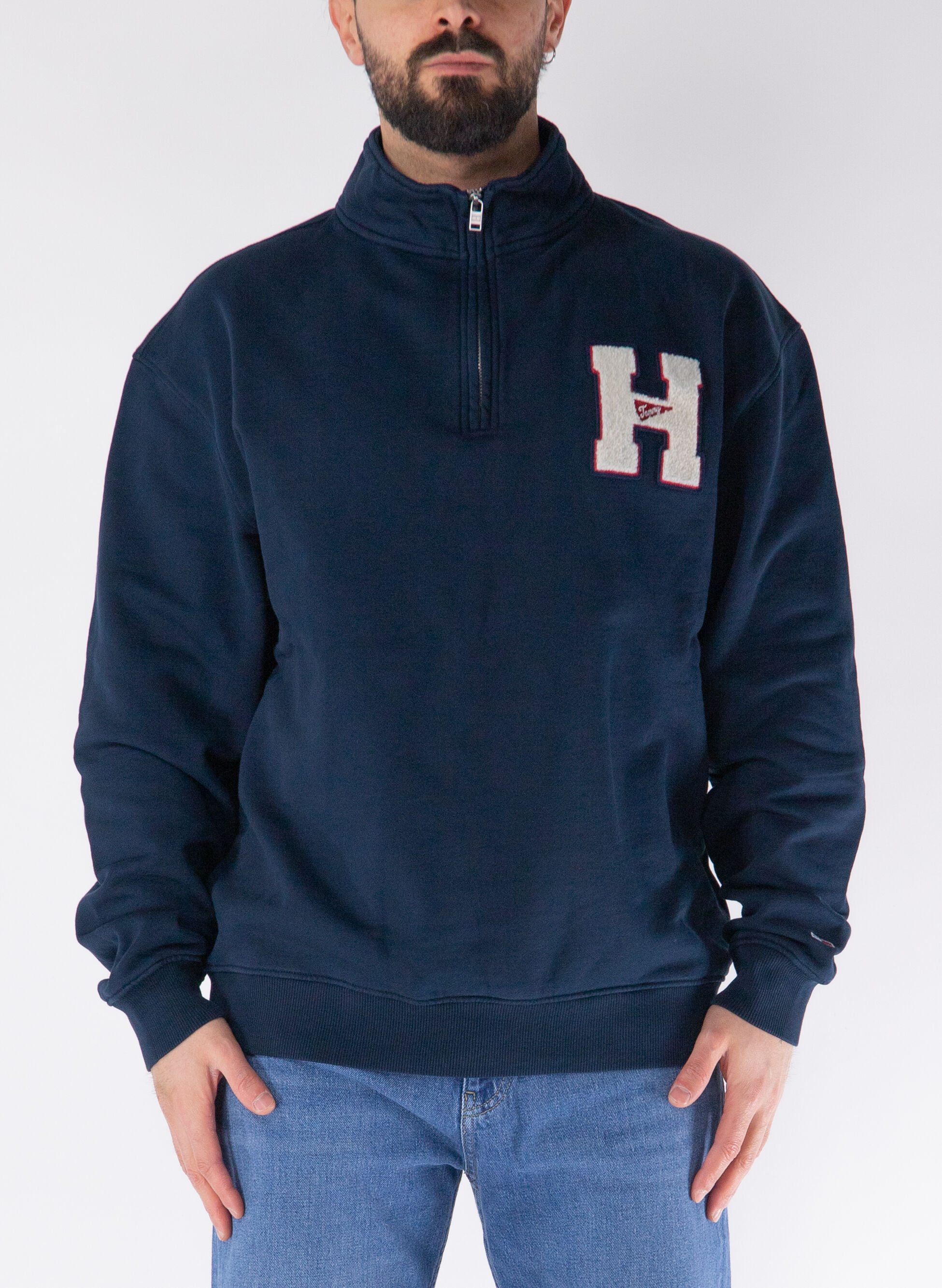 FELPA 1/2 ZIP CON PATCH H — Sport85