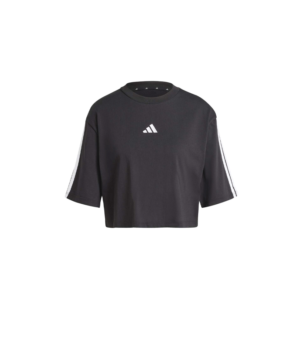 T-SHIRT CROPPED ADIDAS 3-STRIPES BLACK WOMEN