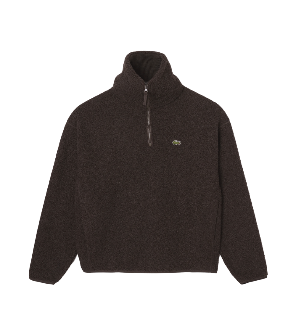 FELPA CON ZIP LACOSTE MARRONE UOMO
