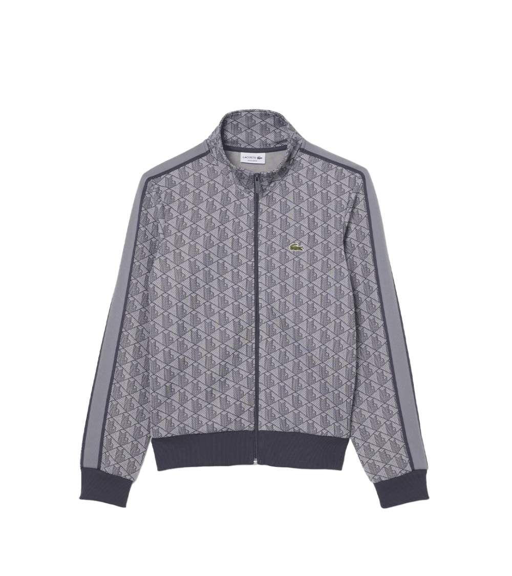 ZIPPED SWEATSHIRT LACOSTE PARIS MONOGRAM GREY MEN