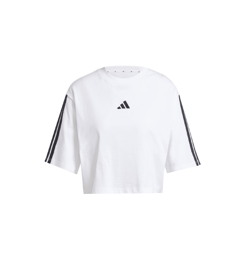 T-SHIRT CROPPED ADIDAS 3-STRIPES WHITE WOMEN