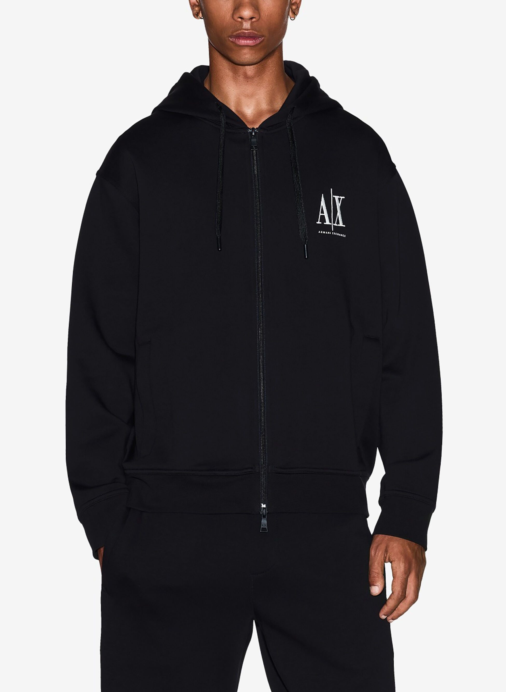 FELPA FULL ZIP ICON CON LOGO RICAMATO