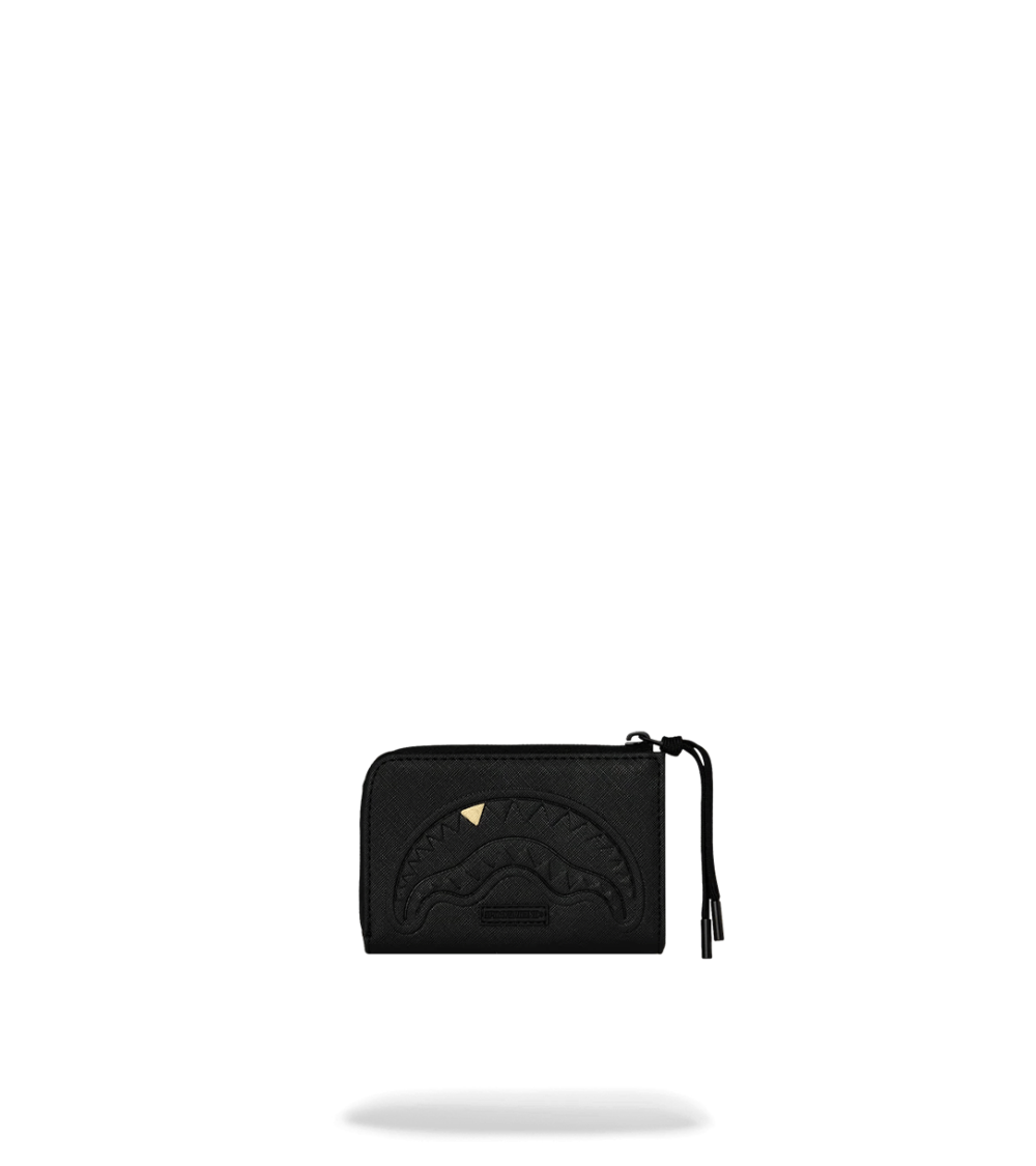 WALLET SPRAYGROUND BLACKED OUT EMBOSSED GOLD TOOTH BLACK UNISEX
