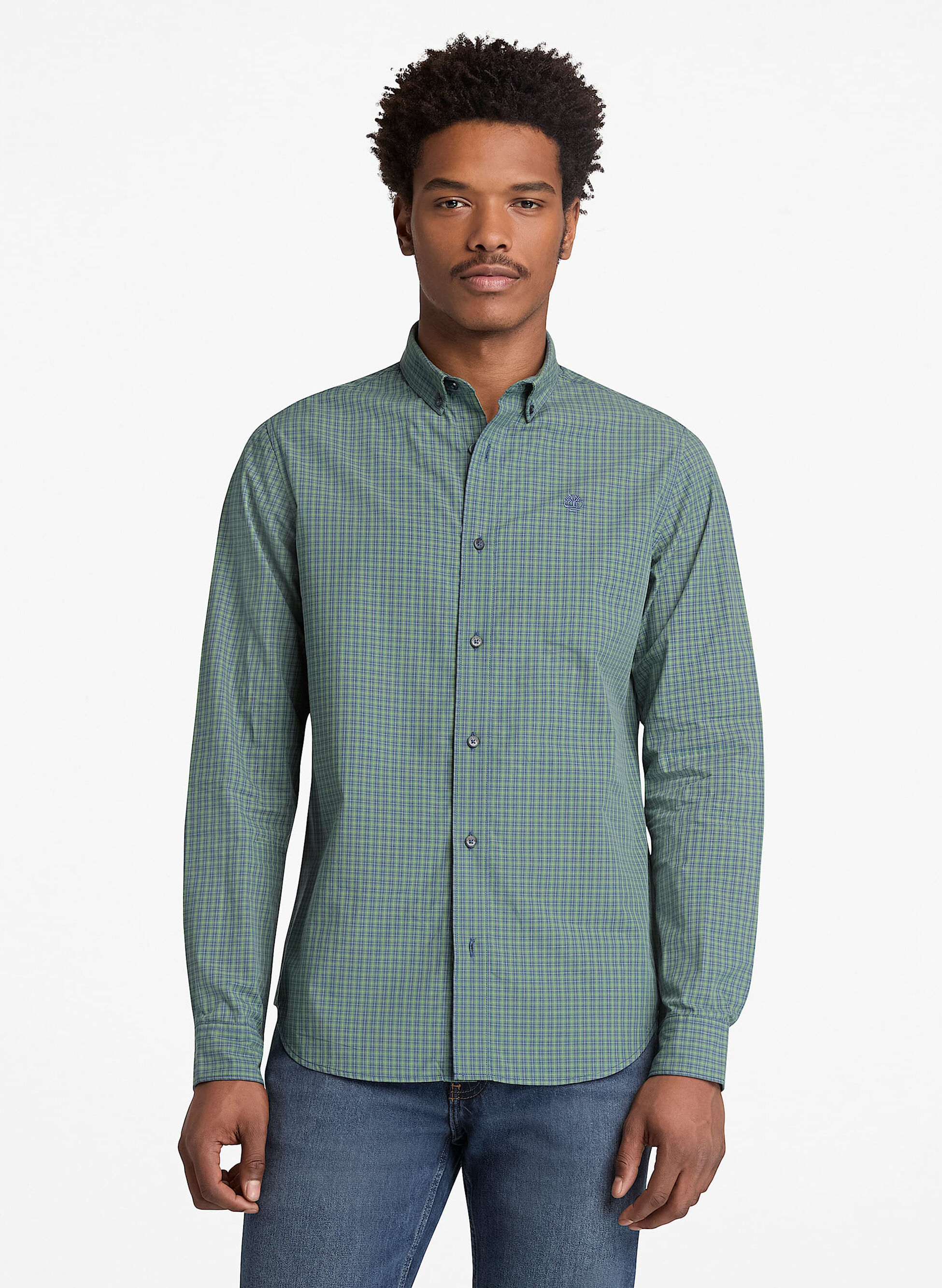 CAMICIA IN POPELINE A QUADRI MICRO — Sport85
