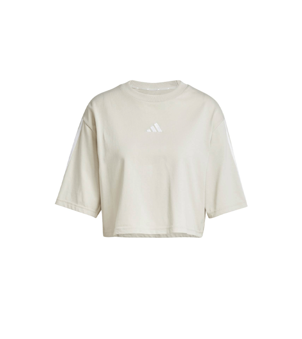 T-SHIRT CROPPED ADIDAS 3-STRIPES BEIGE WOMEN