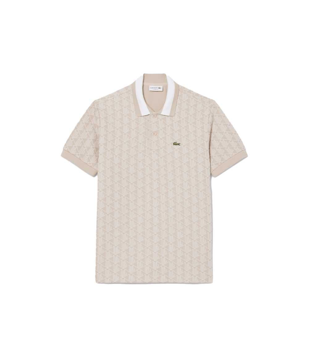 POLO LACOSTE MONOGRAM BEIGE UOMO