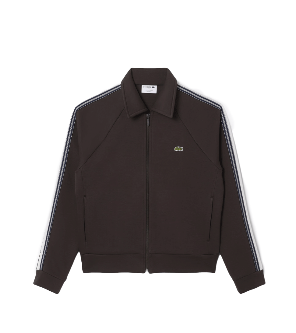 FELPA CON ZIP LACOSTE MARRONE UOMO