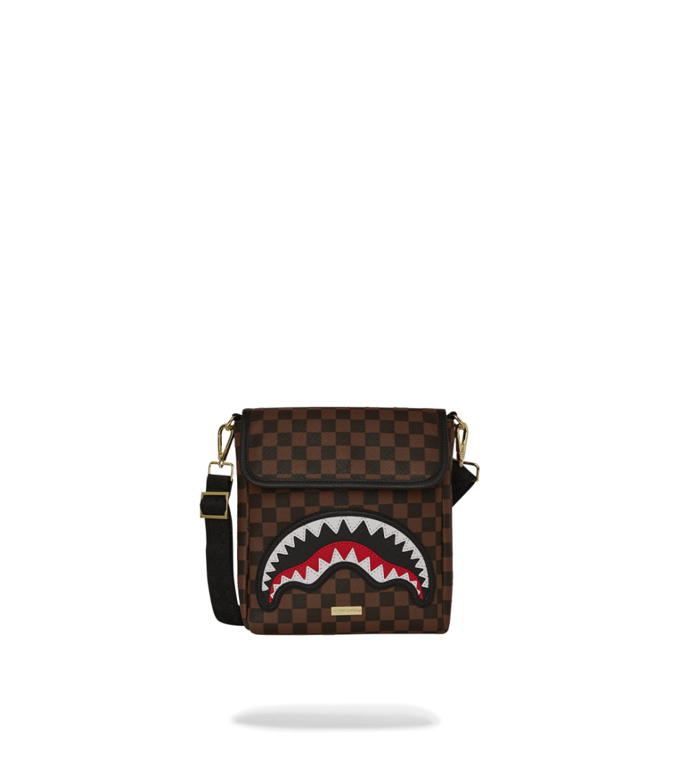 MESSENGER SLING SPRAYGROUND SAWTOOTH SHARKS IN PARIS SAVVY BROWN UNISEX