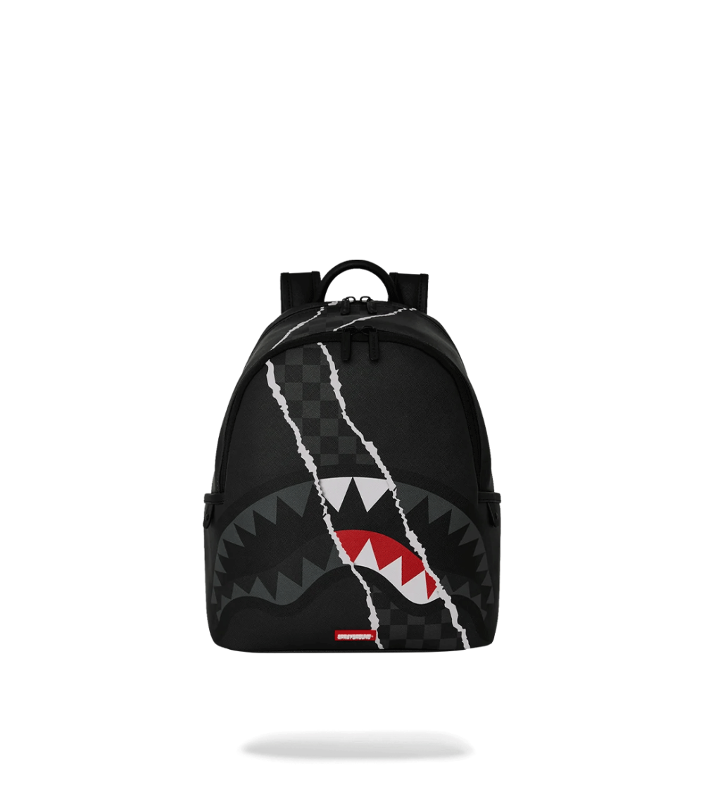 BACKPACK SPRAYGROUND CENTER RIP REVEALING GRAY CHECK SAVAGE BLACK WOMEN