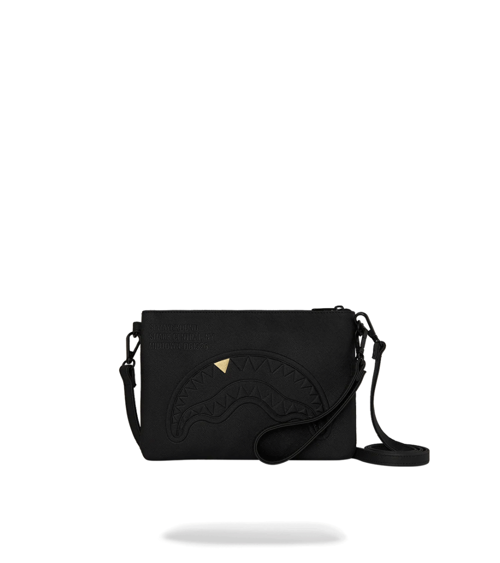 POCHETTE SPRAYGROUND BLACKED OUT EMBOSSED GOLD TOOTH BLACK UNISEX