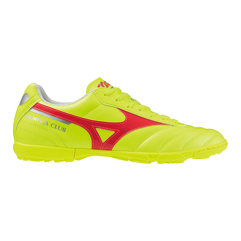 MIZUNO MORELIA CLUB AS SAFETY YELLOW/FIERY CORAL/GALAXY SILVER DA UOMO