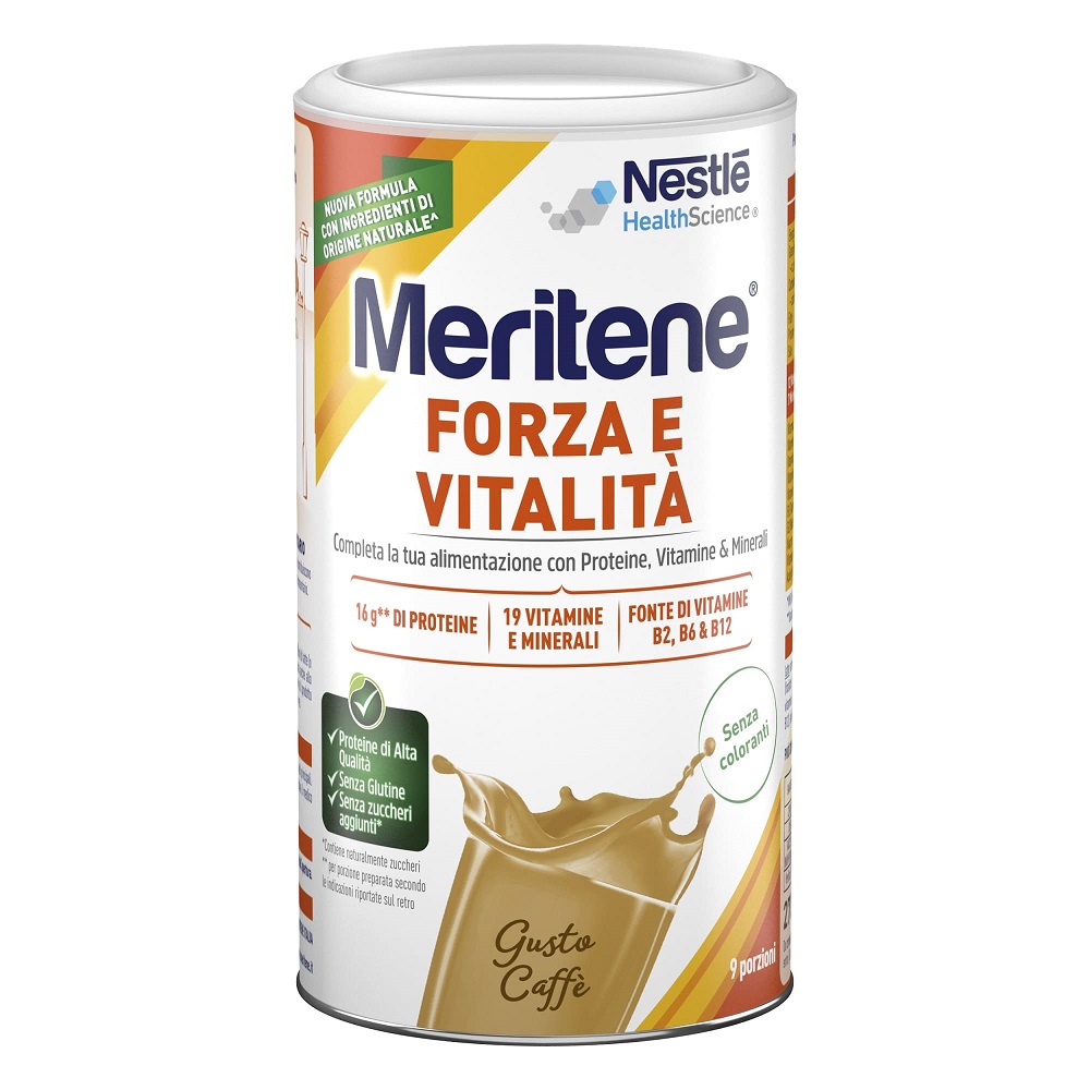 MERITENE FORZA E VITALITÀ POLVERE CAFFÈ INTEGRATORE PROTEINE VITAMINE E MINERALI 270 G