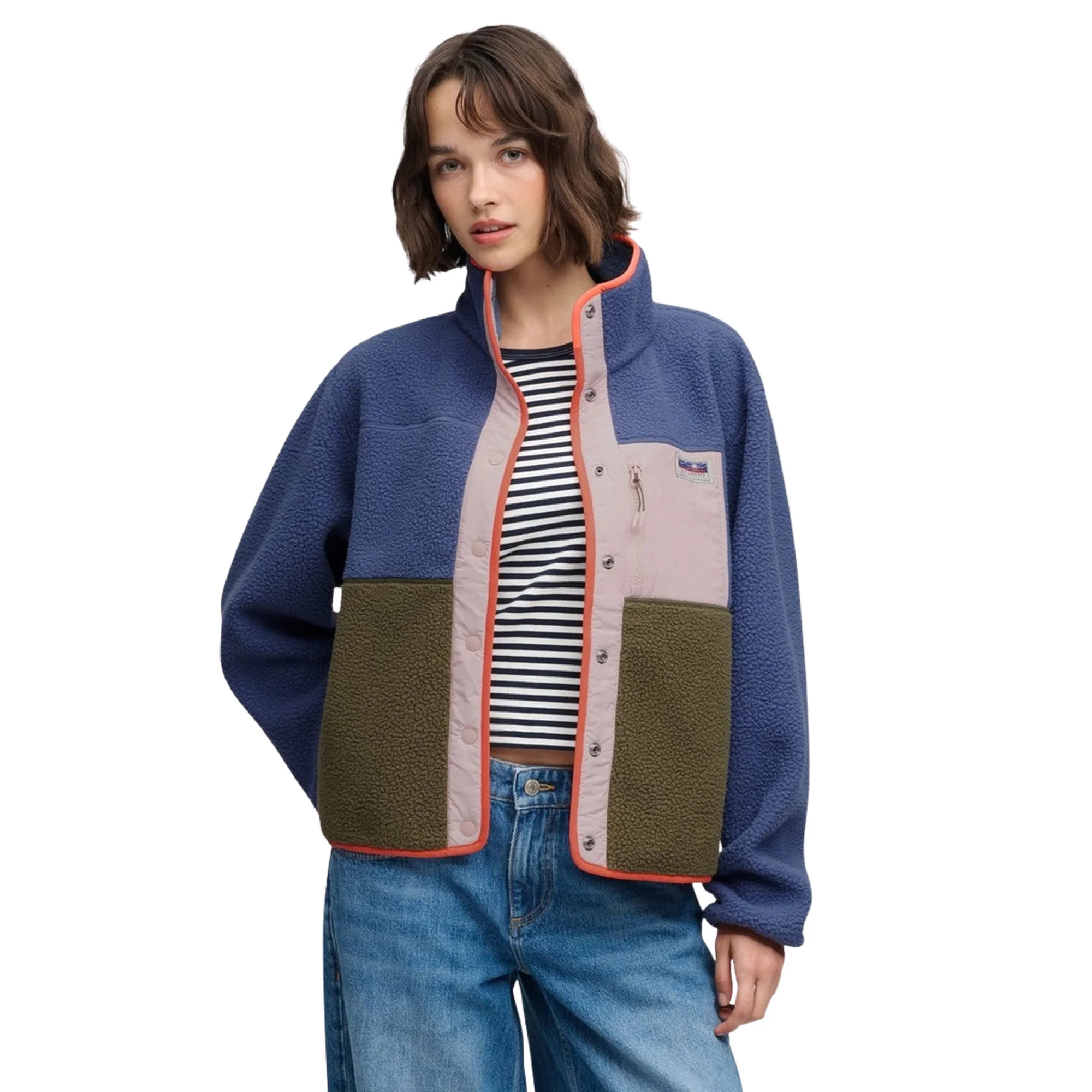 SUPERDRY W COLOUR BLOCK FLEECE JKT