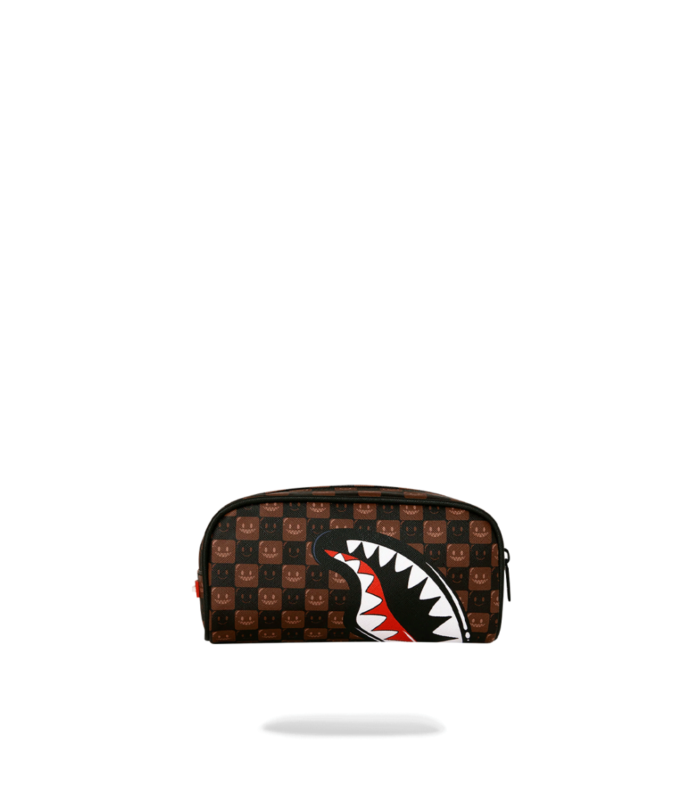 POUCH SPRAYGROUND SHARKS IN PARIS WTF BUBBLE CHECK BROWN UNISEX
