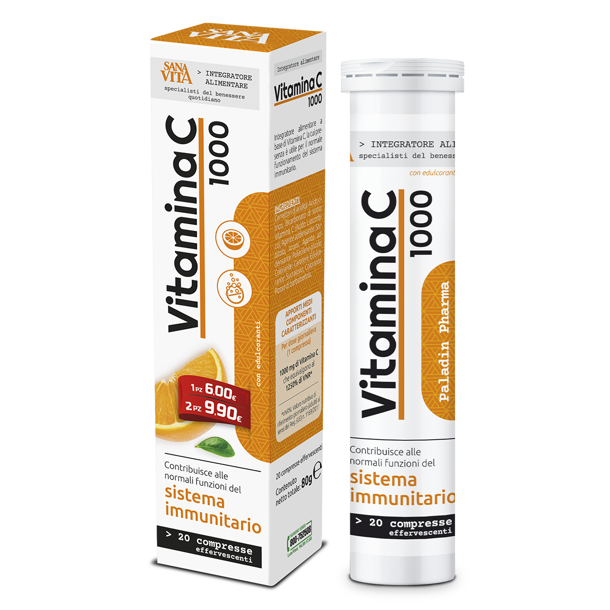 SANAVITA VITAMINA C INTEGRATORE 20 COMPRESSE EFFERVESCENTI