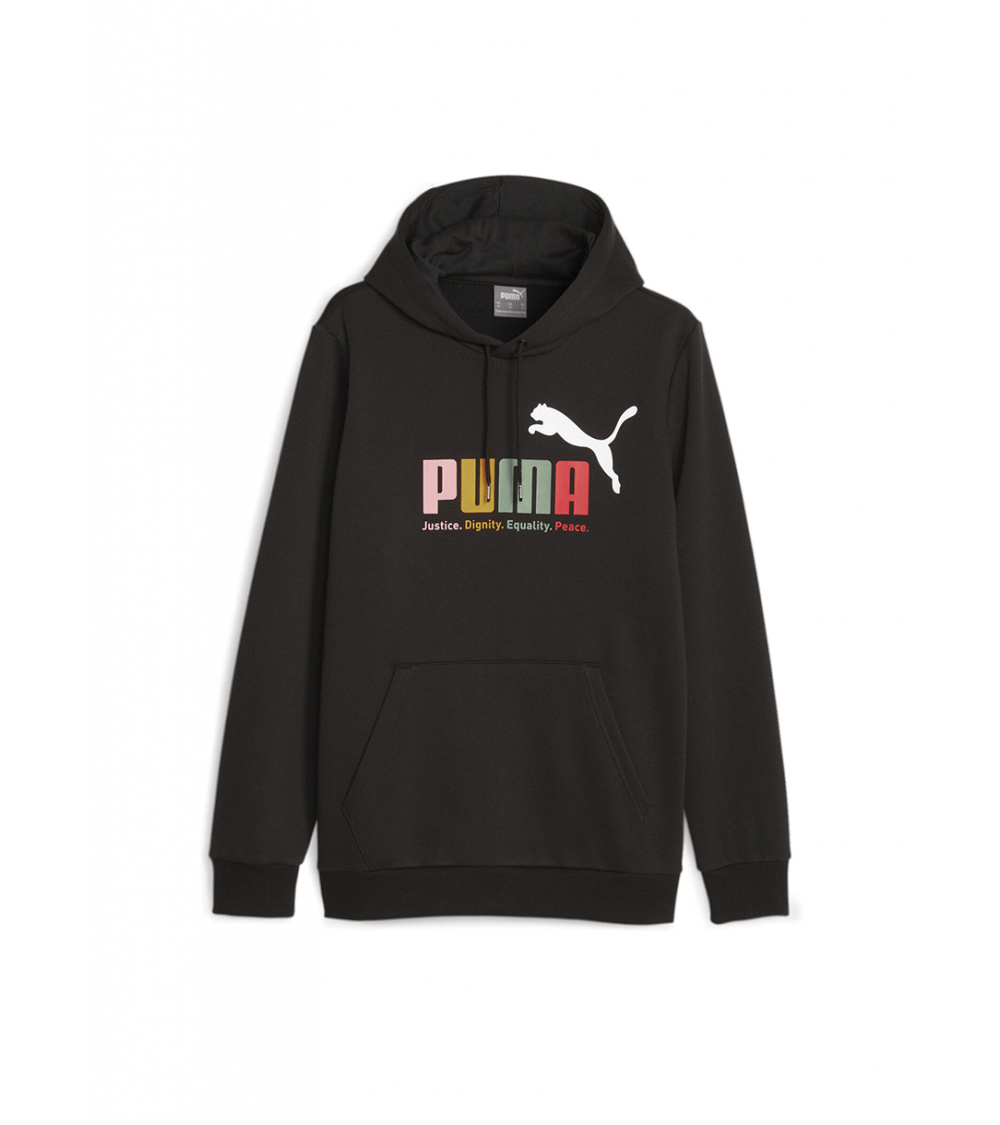 FELPA CON CAPPUCCIO PUMA ESSENTIALS+ NERO UOMO
