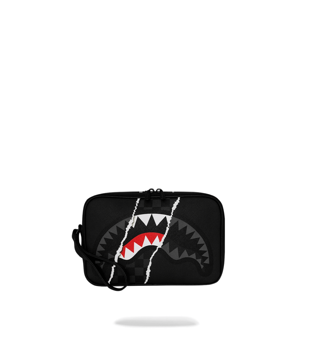 TOILETRY SPRAYGROUND CENTER RIP REVEALING GREY CHECK BLACK UNISEX
