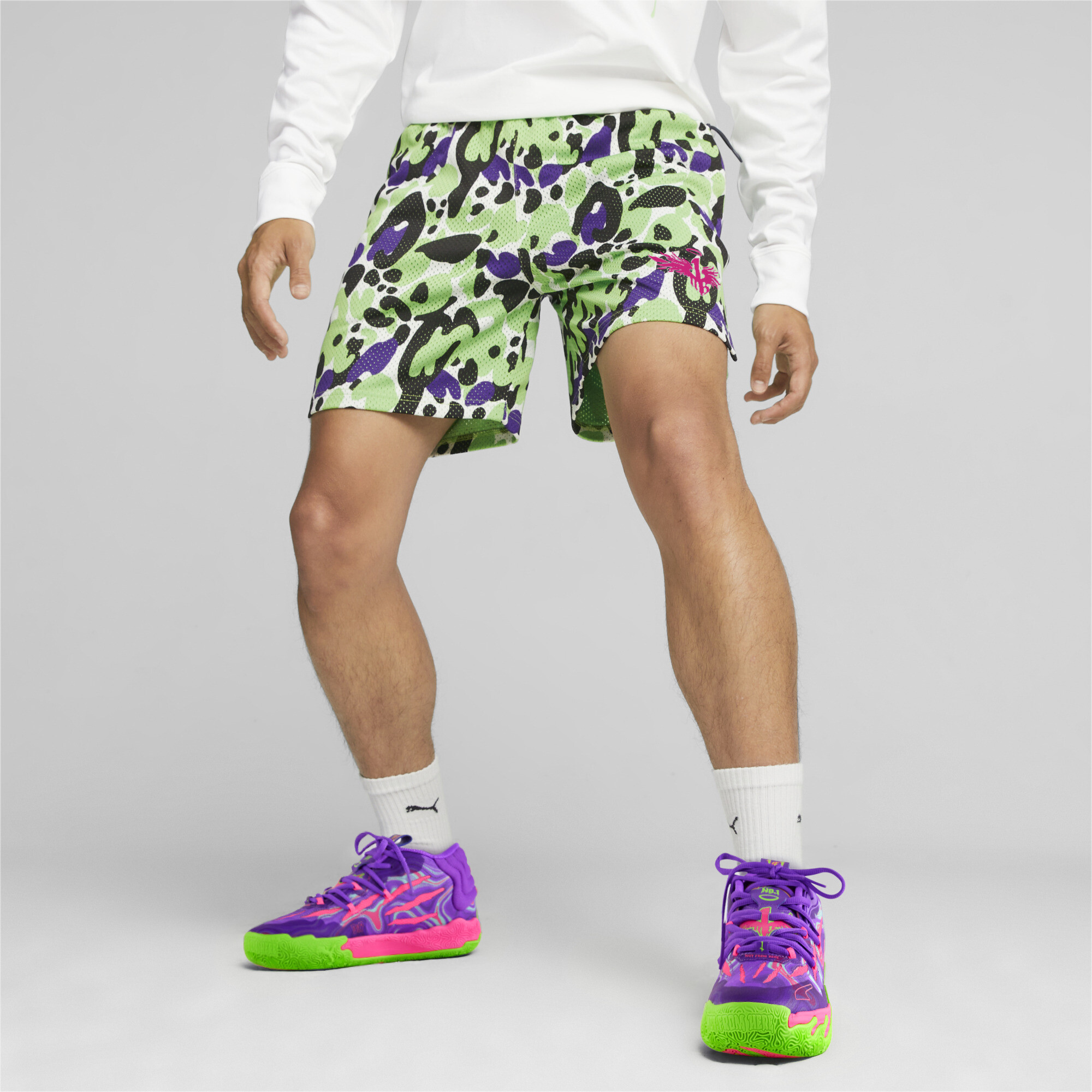 PUMA SHORTS MELO X TOXIC GREEN GECKO DA UOMO