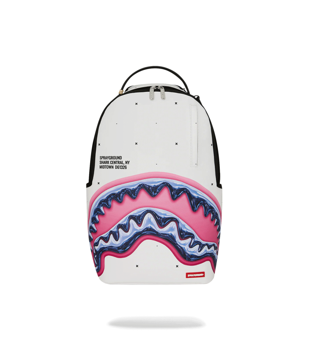 BACKPACK SPRAYGROUND SHARK CENTRAL LIQUID CHROME WHITE UNISEX