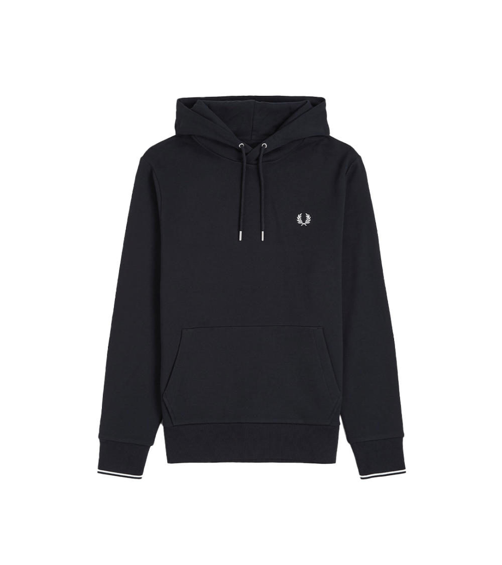 FELPA CON CAPPUCCIO FRED PERRY M2643 NAVY UOMO