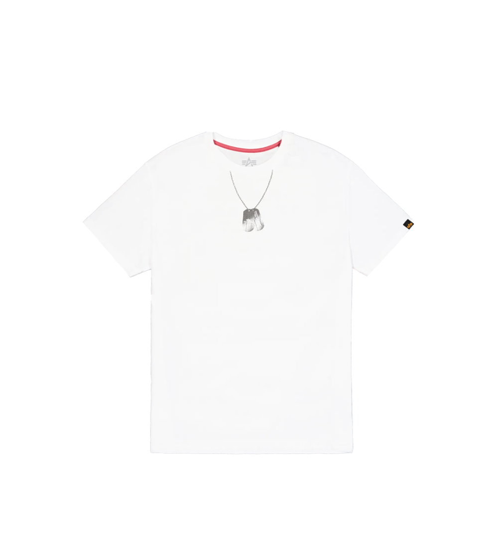 T-SHIRT ALPHA INDUSTRIES DOG TAG BIANCO UOMO