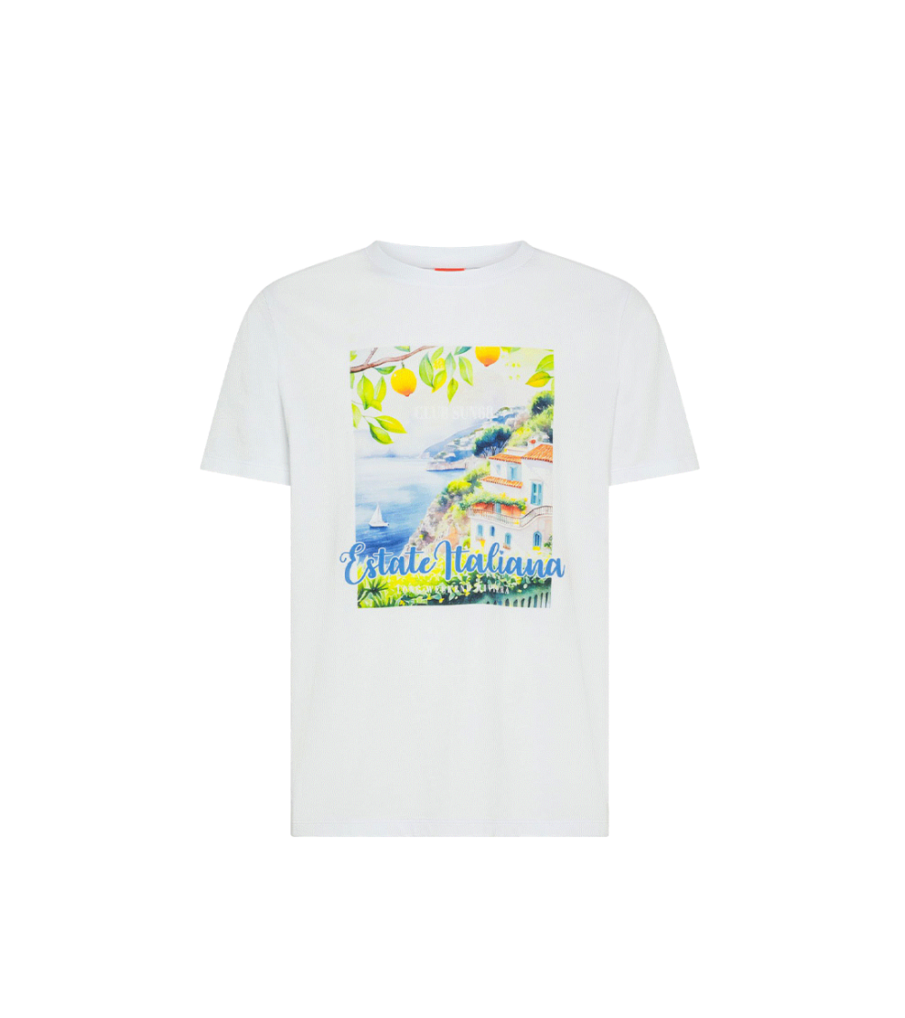 T-SHIRT SUN68 PRINTED BEACH ESTATE ITALIANA BIANCO UOMO