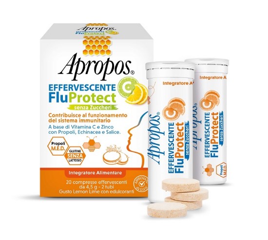 APROPOS EFFERVESCENTE C FLUPROTECT 20 COMPRESSE EFFERVESCENTI