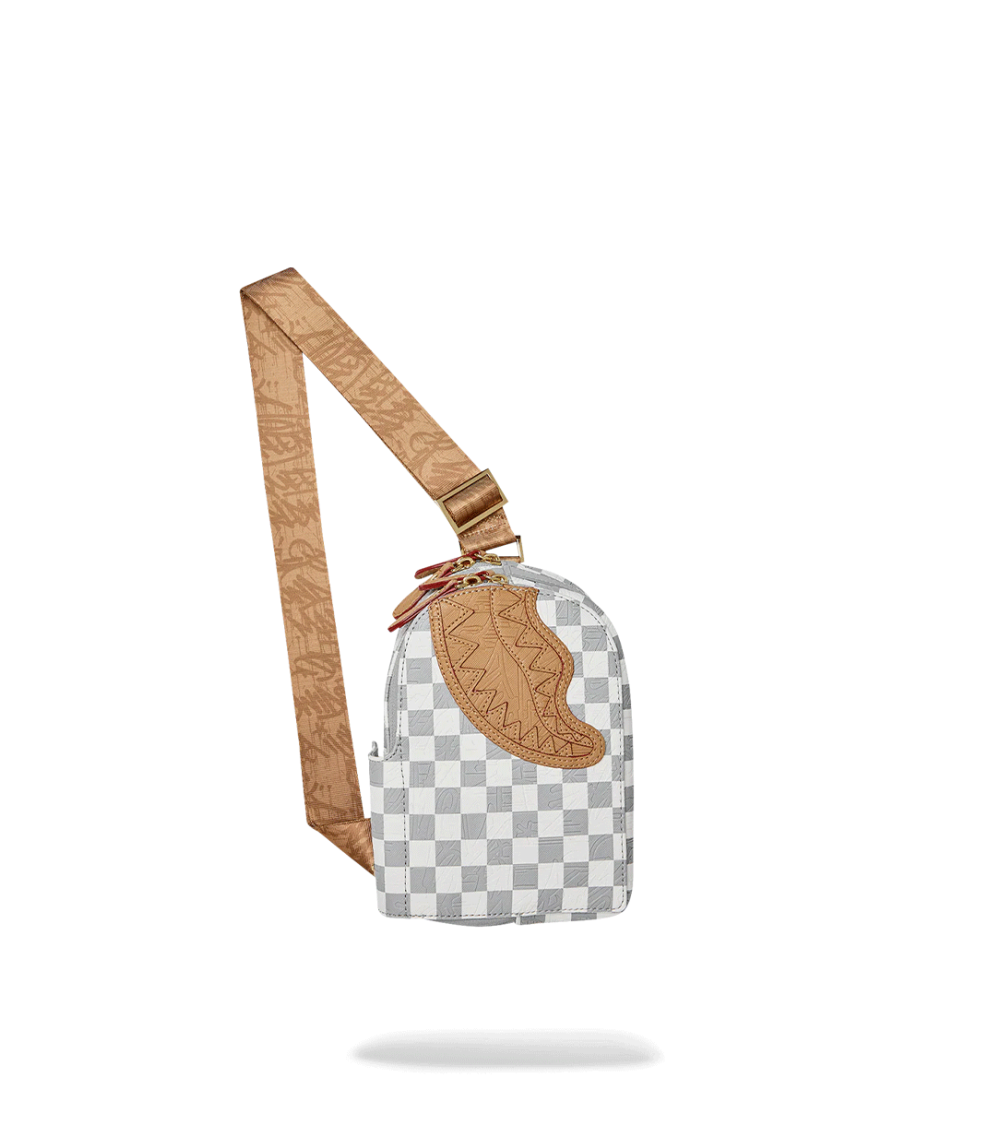 BORSA A TRACOLLA SPRAYGROUND EMBOSSED CREAM CHECK BIANCO GRIGIO UNISEX