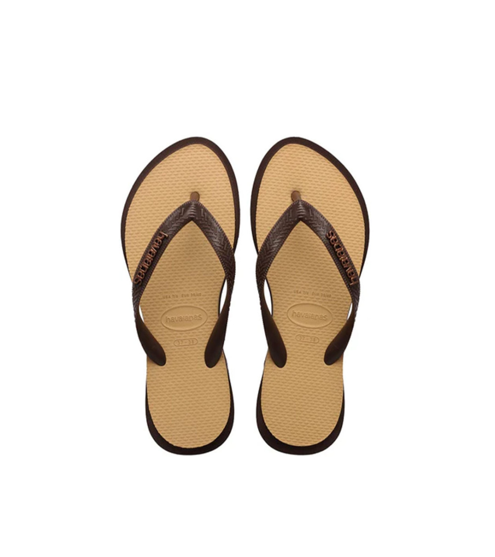 FLIP FLOPS HAVAIANAS TOP POINT FUSION BEIGE BROWN WOMEN