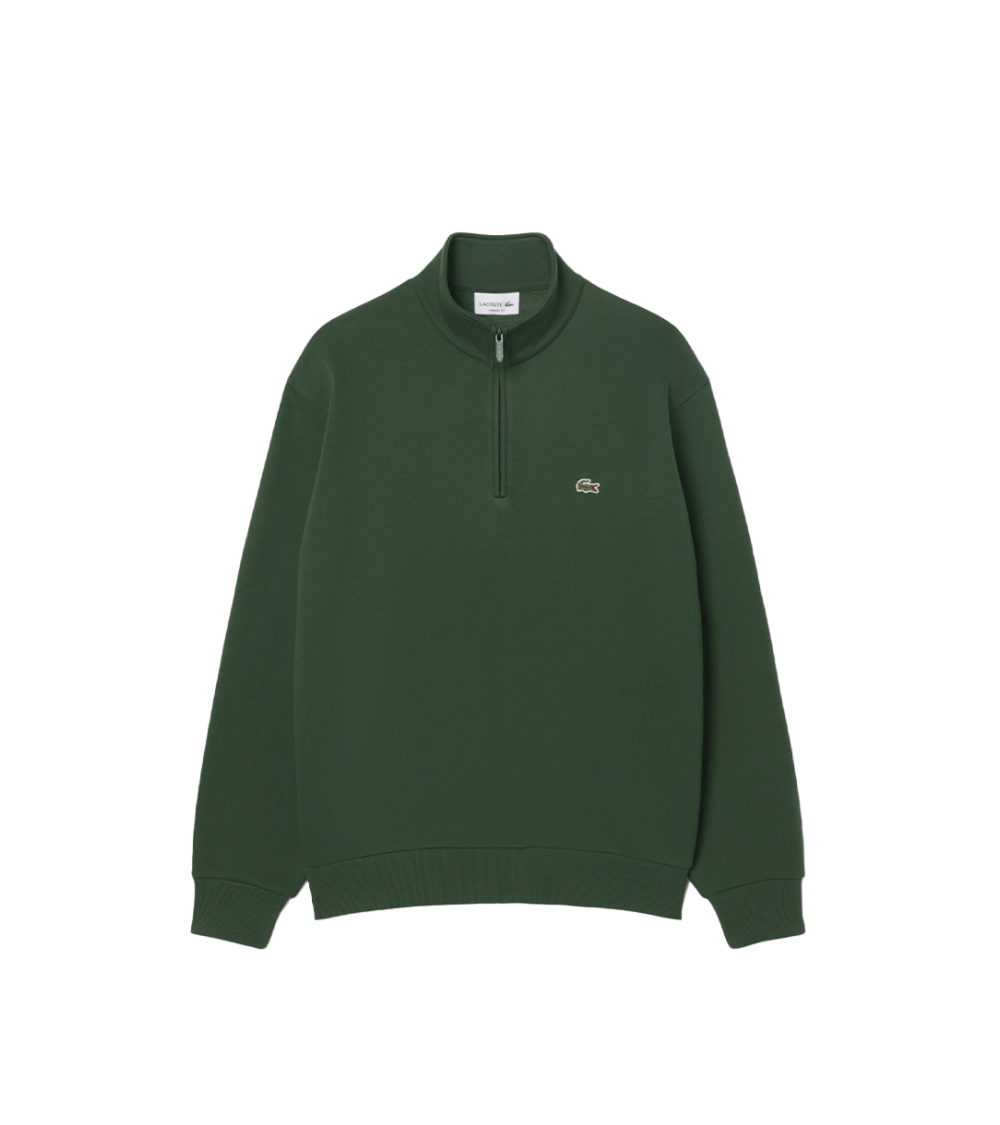 SWEATSHIRT WITH HALF-ZIP LACOSTE GREEN MEN