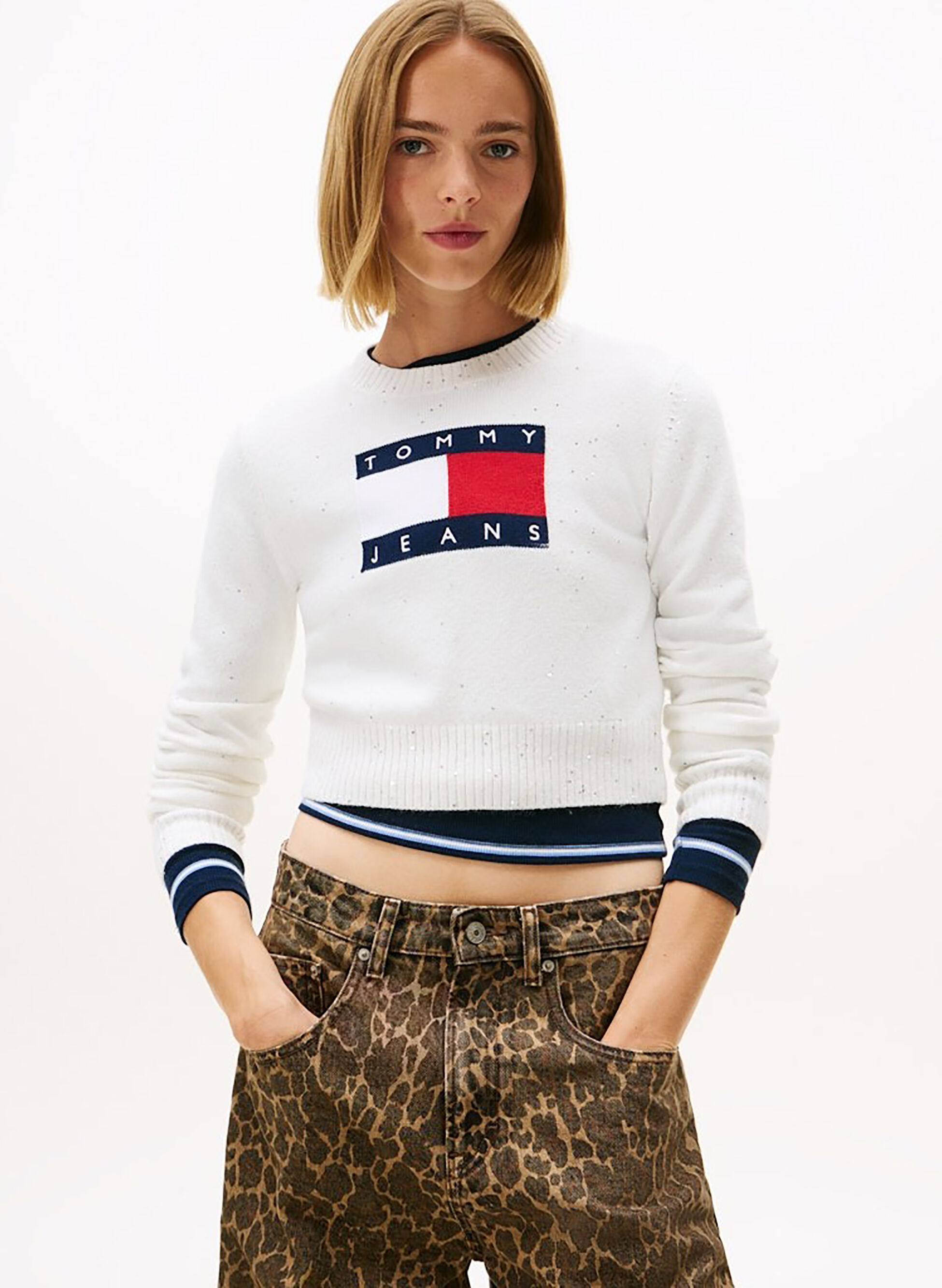 MAGLIONE BIG LOGO CROP STRASS