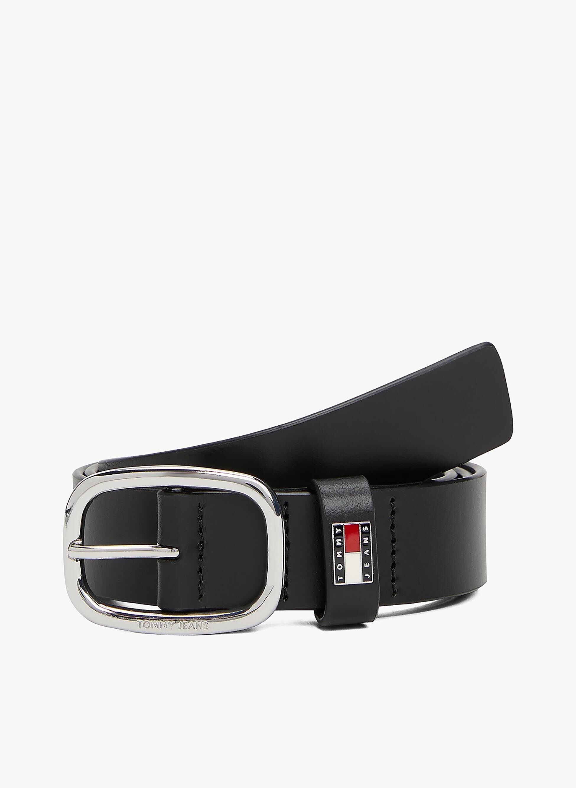 CINTURA IN PELLE CON FIBBIA OVALE E LOGO
