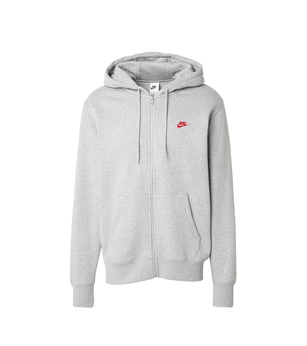ZIPPED HOODIE NIKE CLUB FLEECE GREY ORANGE MEN