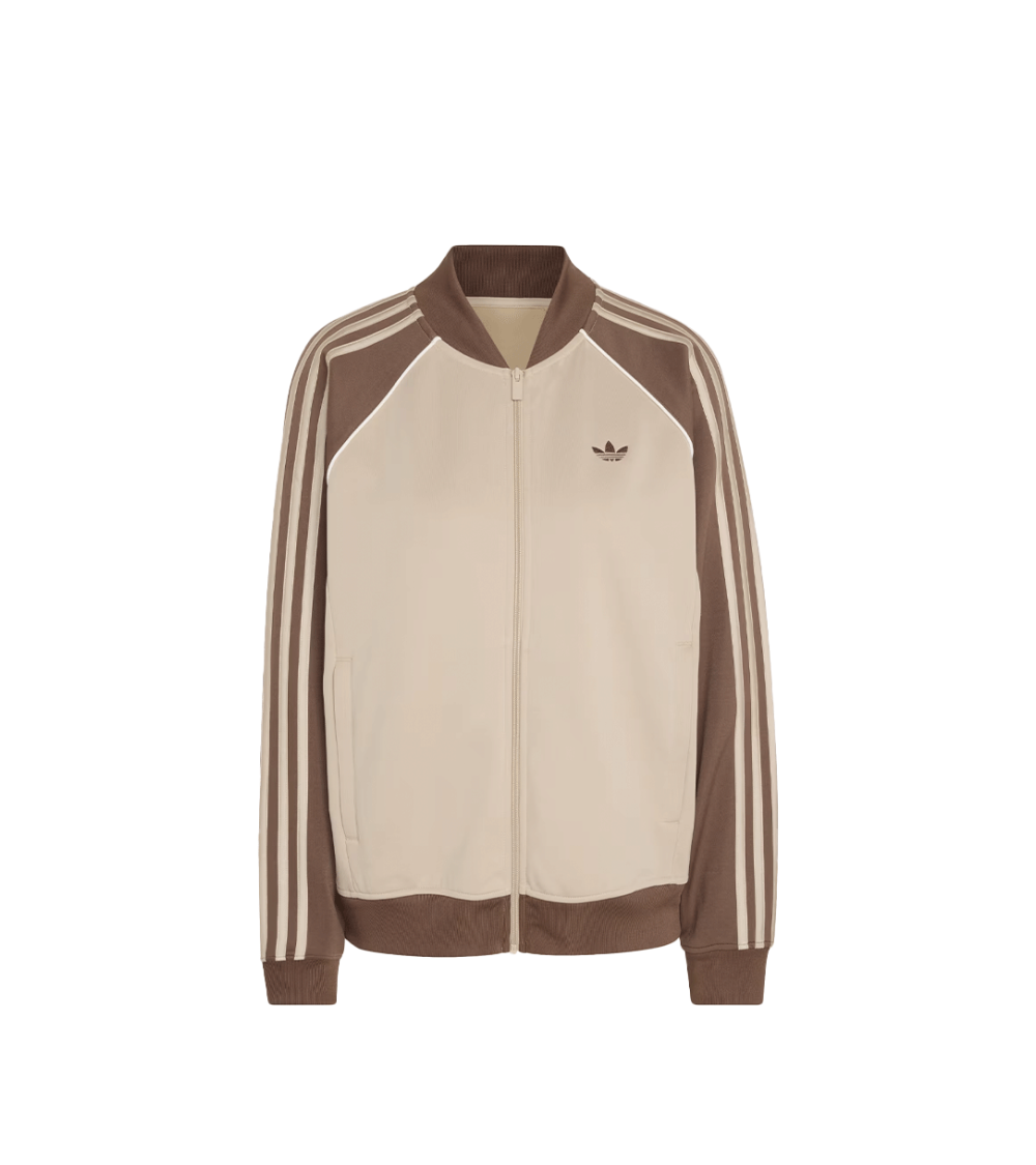 ZIPPED SWEATSHIRT ADIDAS FIREBIRD BEIGE BROWN WOMEN